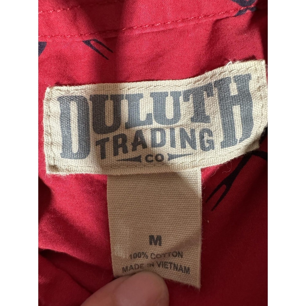 Duluth Trading Co Shirt Mens Medium Red Short Sleeve Button Up BBQ Utensil Print - Picture 2 of 10